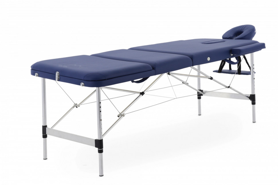 Стол массажный складной (переносной) алюминиевый JFAL01A 3-секционный синий